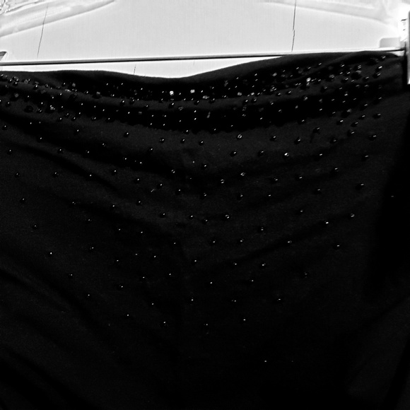 Strapless ruched black dress with beaded chest EUC - Picture 2 of 3